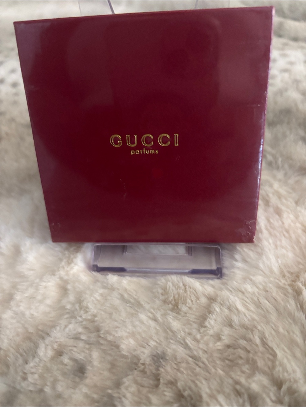 New/Sealed Gucci Parfums compact mirror in Red Box with Gold Logo